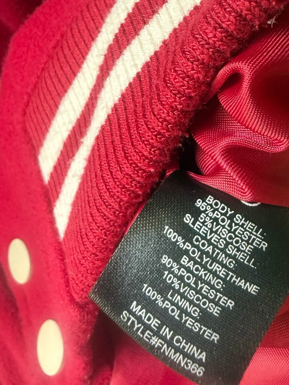 NOVA MEN Skeleton Varsity Jacket Red Ivory Chenille Bones Bomber Snap Small